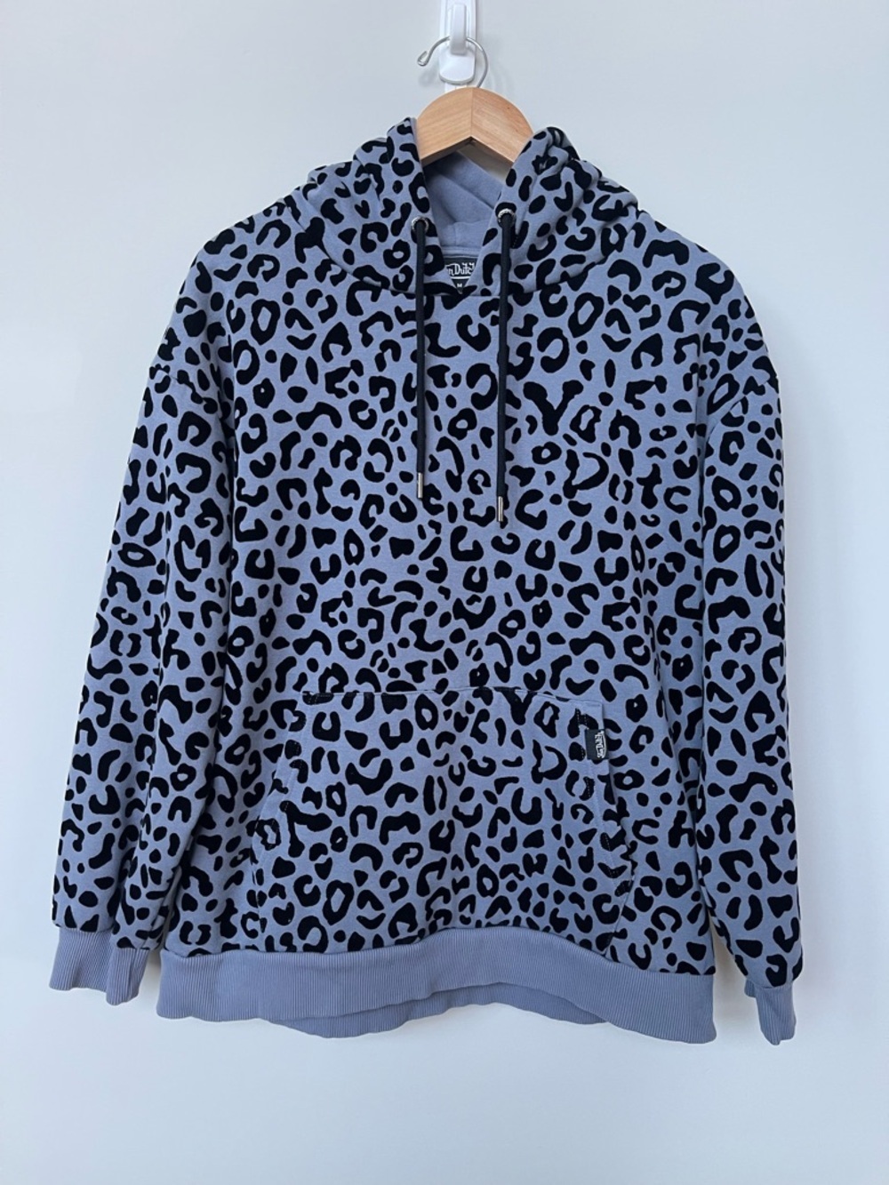 Von Dutch | Blue Leopard Hooded Sweatshirt Kangaroo Pocket Logo EUC